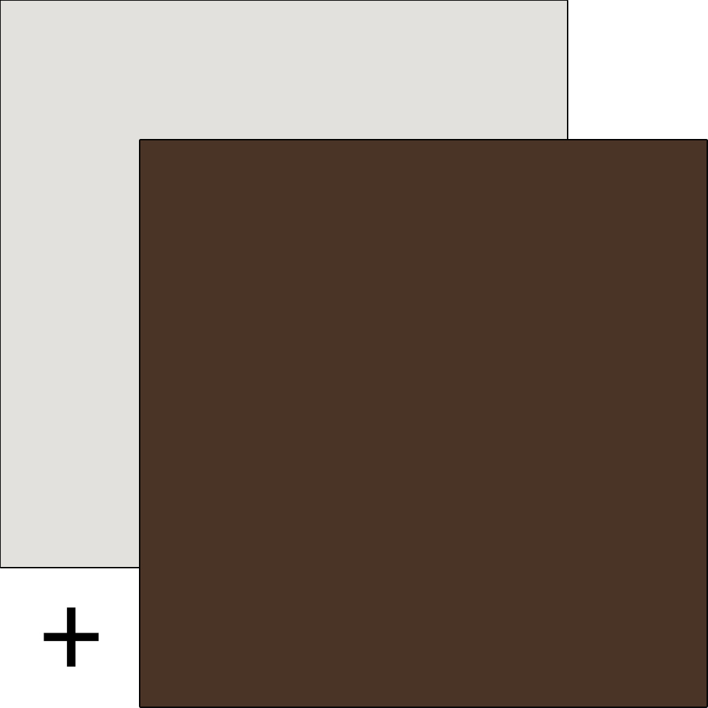 Тъмнокафяв лак мат (корпус) + Бял лак мат (вътрешна рамка/акцент)